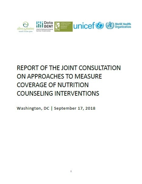 Joint consultation on approaches to measure coverage of nutrition counselling interventions