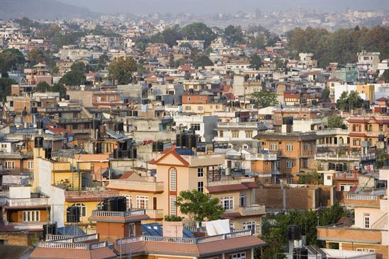 Dense housing settlements due to urbanization in Nepal