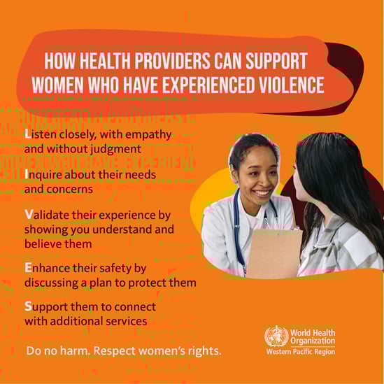 Steps health workers can take to support survivors of gender-based violence